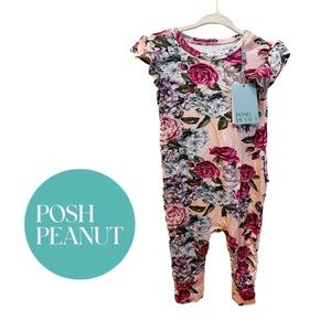 NWT Posh Peanut “Monroe” ruffled cap sleeve romper baby girl 18-24m